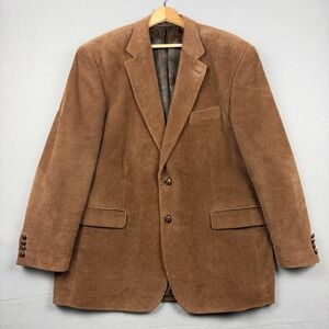 Lauren Ralph Lauren Mens 44R Brown Corduroy Blazer Paisley Lined Leather Buttons